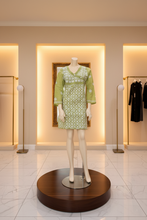 Load image into Gallery viewer, Pastel Olive Green Full White Embroidery Cotton Kurta