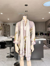 Load image into Gallery viewer, White Georgette Kurta with Purple & Olive Floral Embroidery – Sheer Tunic