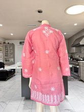 Load image into Gallery viewer, Pastel Pink w/White Floral Cotton Embroidered Button-Front Kurta