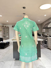 Load image into Gallery viewer, Sea Green w/White Floral Embroidery Half Sleeve Cotton Embroidered Button-Front Kurta