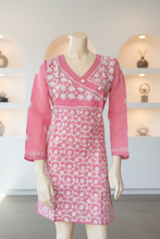 Load image into Gallery viewer, Pastel Pink Full White Embroidery Cotton Kurta