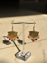 Load image into Gallery viewer, Lightweight Gold w/Multicolored Beads Small Earrings