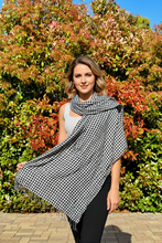 Load image into Gallery viewer, White and Black Checkered Cotton Scarf