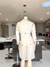 Load image into Gallery viewer, White Georgette Kurta with Pink & Green Floral Embroidery – Sheer Tunic + Matching Scarf
