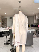 Load image into Gallery viewer, White Georgette Kurta with Brown & Olive Embroidery + Matching Scarf – Sheer Tunic