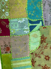 Load image into Gallery viewer, Medium Green Patchwork Textile Wall Art