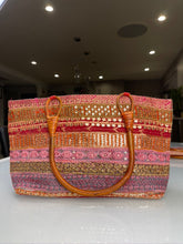 Load image into Gallery viewer, Paprika Stripe Wooden Handle Tote