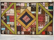Load image into Gallery viewer, Large Brown Embroidered Textile Wall Art