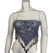 Load image into Gallery viewer, Dark Blue Sequins and Beaded Festival Party Belt/Strapless Top