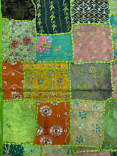 Load image into Gallery viewer, Medium Green Patchwork Textile Wall Art