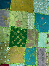 Load image into Gallery viewer, Medium Green Patchwork Textile Wall Art