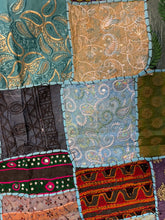 Load image into Gallery viewer, Large Blue Patchwork Textile Wall Art