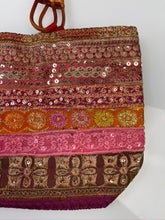 Load image into Gallery viewer, Coral Stripe Wooden Handle Tote