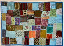 Load image into Gallery viewer, Large Blue Patchwork Textile Wall Art