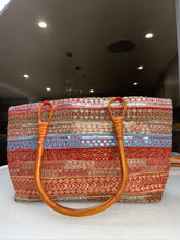 Load image into Gallery viewer, Paprika Stripe Wooden Handle Tote