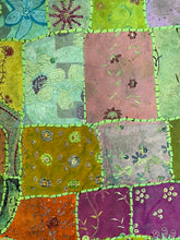 Load image into Gallery viewer, Medium Green Patchwork Textile Wall Art