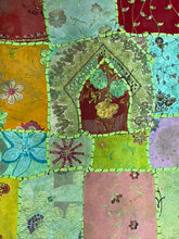 Load image into Gallery viewer, Medium Green Patchwork Textile Wall Art
