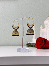 Load image into Gallery viewer, Black Hoop Jhumka Earrings