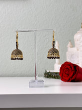 Load image into Gallery viewer, Black Hoop Jhumka Earrings