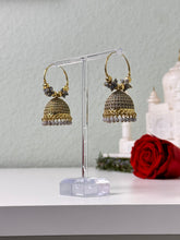 Load image into Gallery viewer, Grey Hoop Jhumka Earrings