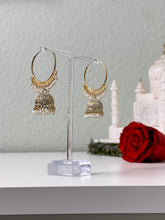 Load image into Gallery viewer, White Hoop Jhumka Earrings