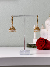 Load image into Gallery viewer, Small White Hoop Jhumka Earrings
