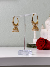 Load image into Gallery viewer, Small White Hoop Jhumka Earrings