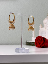 Load image into Gallery viewer, Small White Hoop Jhumka Earrings