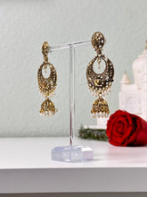 Load image into Gallery viewer, Gold and White Jhumka Earrings