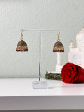 Load image into Gallery viewer, Little Burgundy Jhumka Earrings