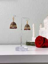 Load image into Gallery viewer, Little Burgundy Jhumka Earrings
