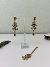 Load image into Gallery viewer, Green & Red Rhinestone Earrings w/Tika