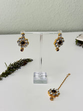 Load image into Gallery viewer, Flower Ruby Rhinestone Earrings w/Tika