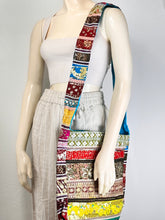 Load image into Gallery viewer, Blue Colorful Sari Crossbody Bag