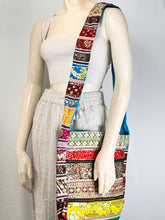 Load image into Gallery viewer, Blue Colorful Sari Crossbody Bag