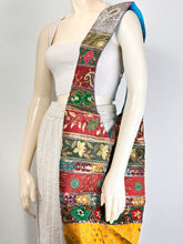 Load image into Gallery viewer, Blue Sari Patchwork Crossbody V Cut Bag