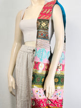 Load image into Gallery viewer, Blue Sari Patchwork Crossbody V Cut Bag