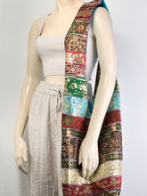 Load image into Gallery viewer, Blue Sari Patchwork Crossbody V Cut Bag