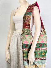 Load image into Gallery viewer, Pink Sari Patchwork Crossbody V Cut Bag