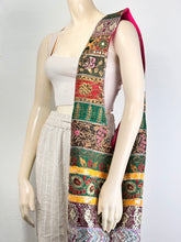 Load image into Gallery viewer, Pink Sari Patchwork Crossbody V Cut Bag
