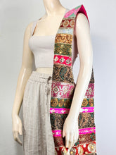 Load image into Gallery viewer, Pink Sari Patchwork Crossbody V Cut Bag