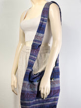 Load image into Gallery viewer, Blue Mixed Striped w/Sanskrit Crossbody Bag