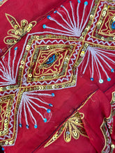 Load image into Gallery viewer, Red Sequin Sari Shoulder Bag