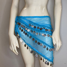 Load image into Gallery viewer, Coin Belly Dance Hip Scarf – Adjustable Party Dance Belt (or Top)