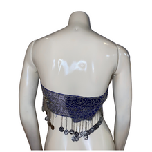 Load image into Gallery viewer, Dark Blue Sequins and Beaded Festival Party Belt/Strapless Top