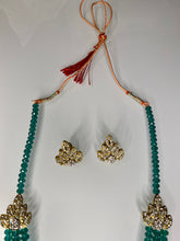 Load image into Gallery viewer, Emerald Green Beaded Layered Necklace Set – Gold Crystal Statement Jewelry