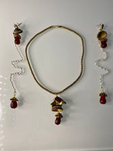 Load image into Gallery viewer, Red/Green Kashmiri Dehjoor Set (Necklace & Matching Earrings)
