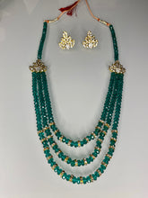Load image into Gallery viewer, Emerald Green Beaded Layered Necklace Set – Gold Crystal Statement Jewelry