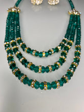 Load image into Gallery viewer, Emerald Green Beaded Layered Necklace Set – Gold Crystal Statement Jewelry