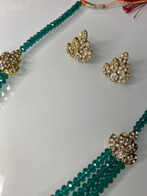 Load image into Gallery viewer, Emerald Green Beaded Layered Necklace Set – Gold Crystal Statement Jewelry